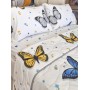 ETEHOMETEX Battal Boy Pamuklu Kapitoneli Yatak Örtüsü Seti KELEBEK MAVİ 8696474232099